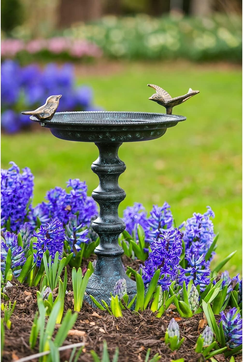 Quality Cast Iron Hummingbird Bath & Feeder - Safe & Elegant Outdoor Decor