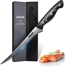 Load image into Gallery viewer, Premium Damascus Steel Fish Fillet Knife - Ergonomic Ebony Handle Design