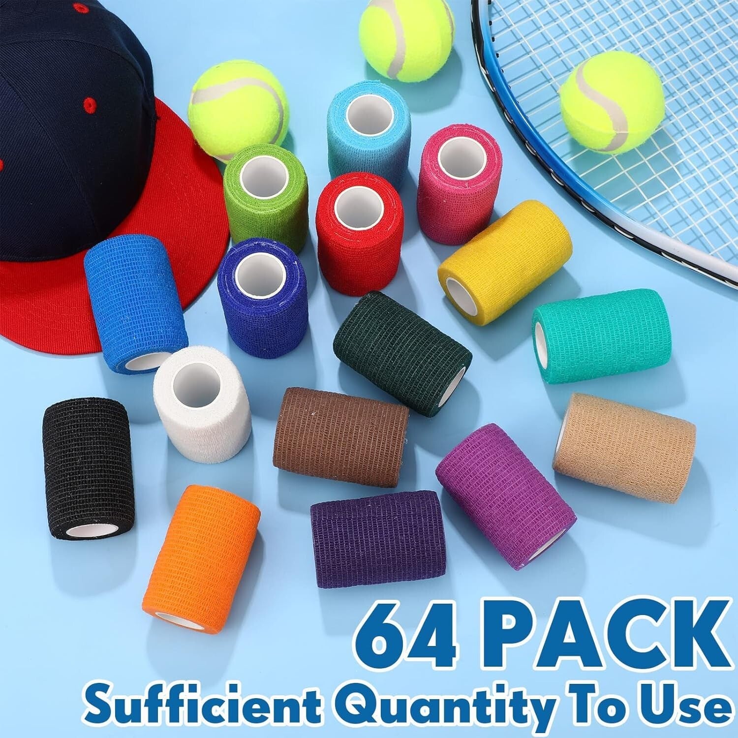 48 Pack Self-Adhesive Sports Bandage Wraps - 3” x 5 Yards, Breathable & Elastic