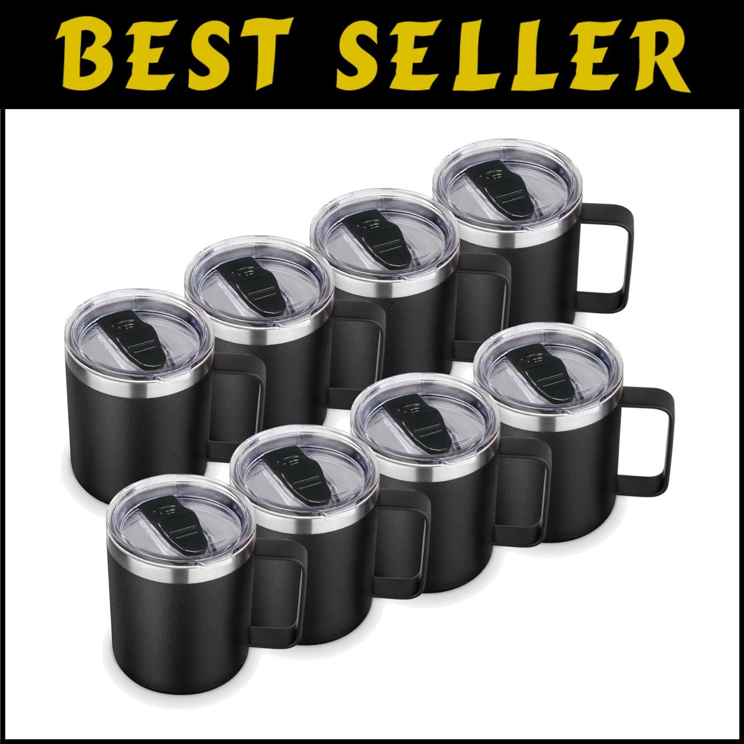 Elegant 8 Pack Insulated Travel Mugs – Durable 14oz Stainless Steel with Lid