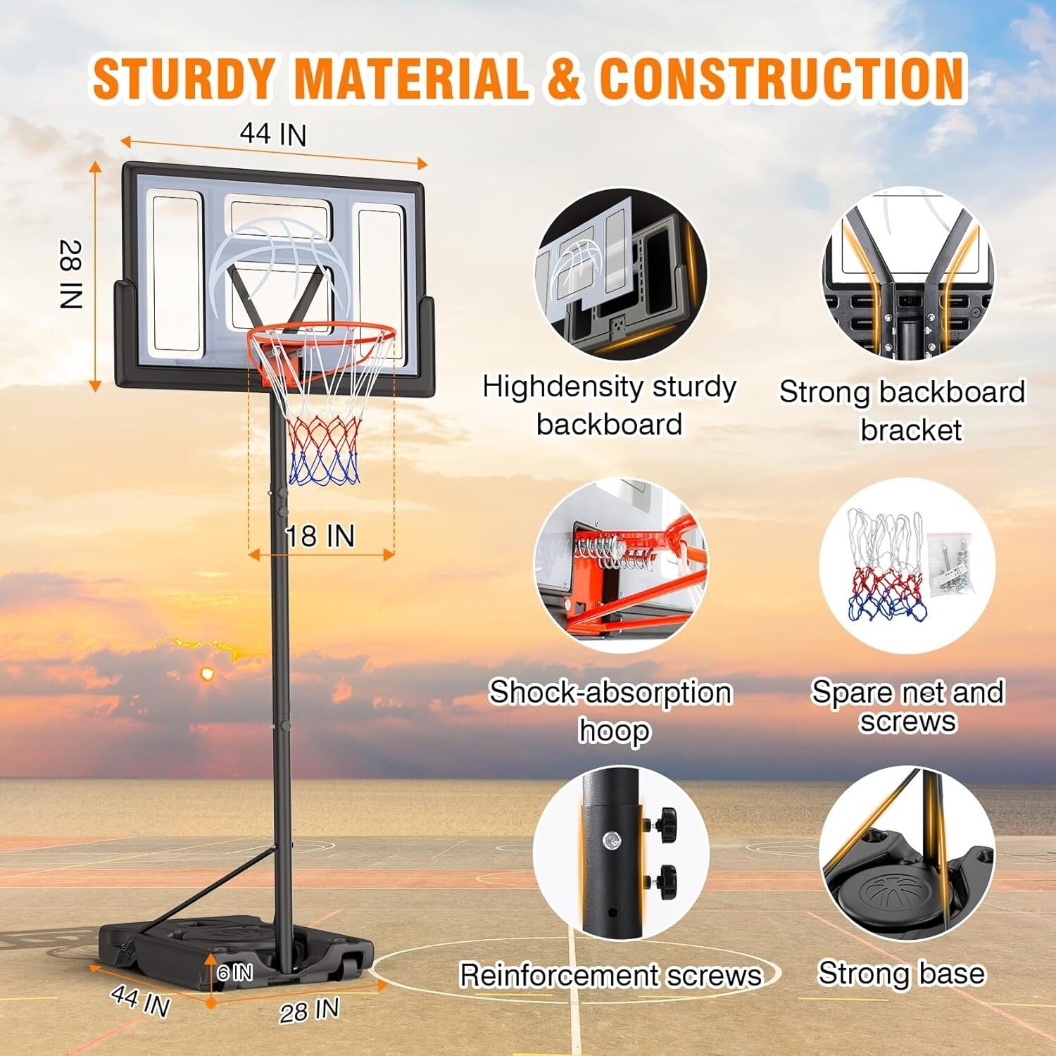 Durable 10ft Adjustable Basketball Goal - Fun for Kids & Adults with Easy Setup