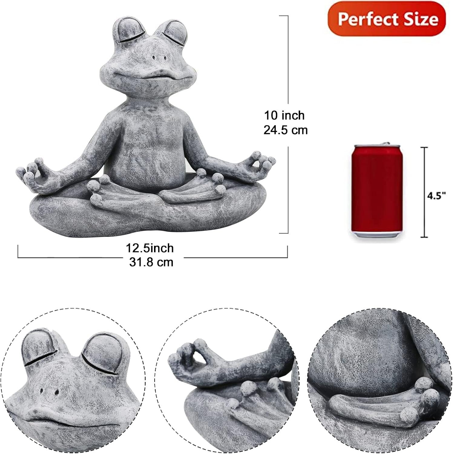 Intricate 12.5" L Meditating Frog Statue - Unique Gift for Zen Garden Lovers