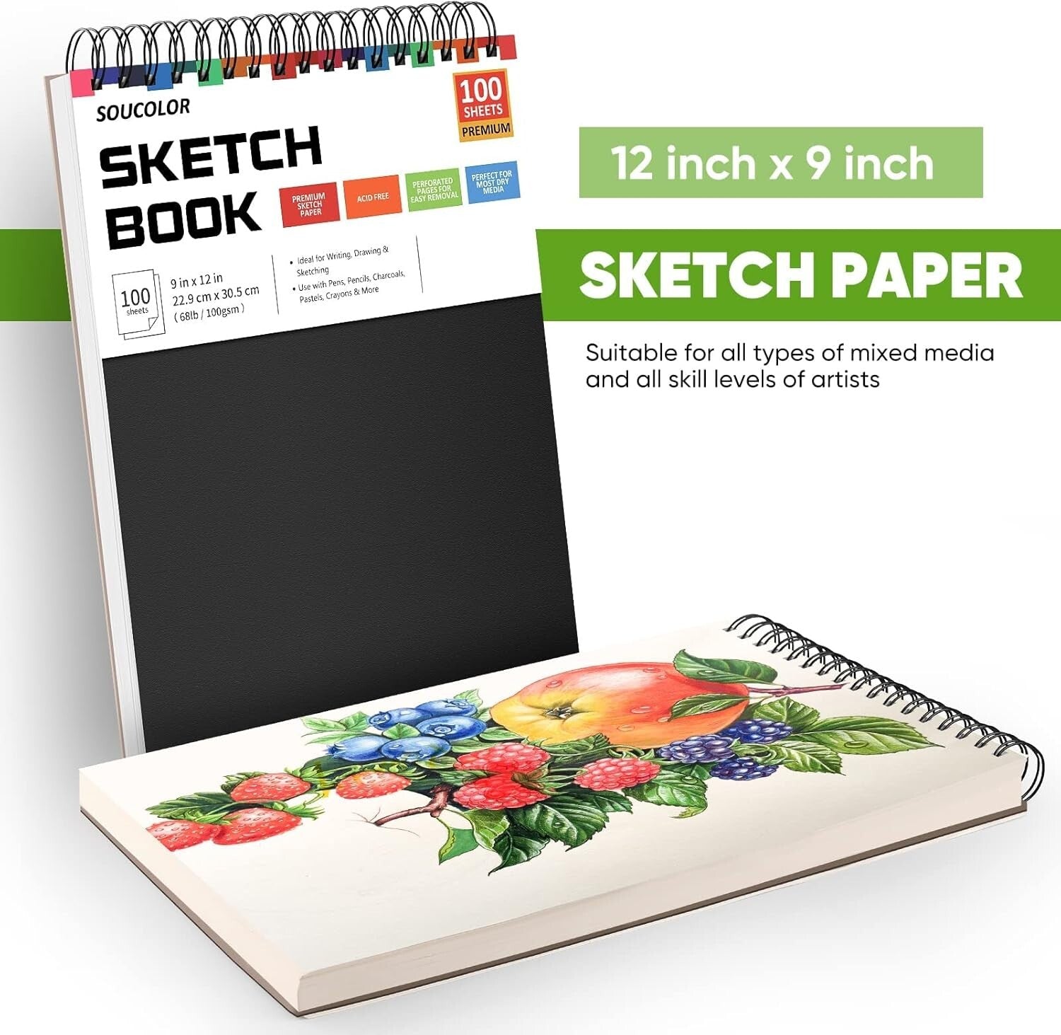 Versatile 9x12 Sketch Pads - Premium Acid-Free Drawing Books for All Artists