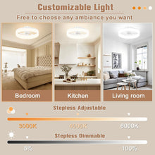 Load image into Gallery viewer, Quiet 15.7in Flush Mount Ceiling Fan with LED Light &amp; 6 Speed Remote Control