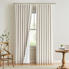 Load image into Gallery viewer, Luxury Pinch Pleat Blackout Drapes, 40x102 in, Rustic Natural Fabric - 2 Panels