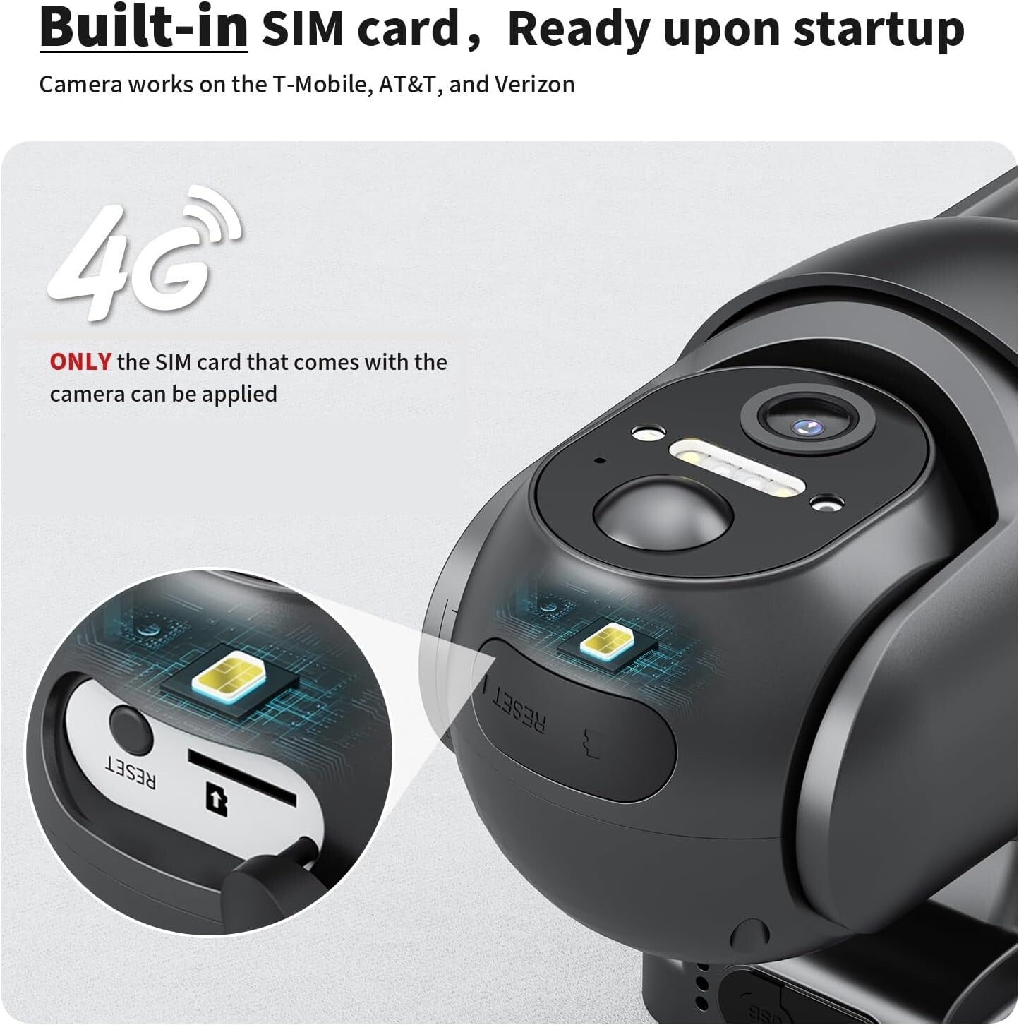 360° Live View Solar Security Camera - 4G LTE, PIR Motion Detection, Waterproof