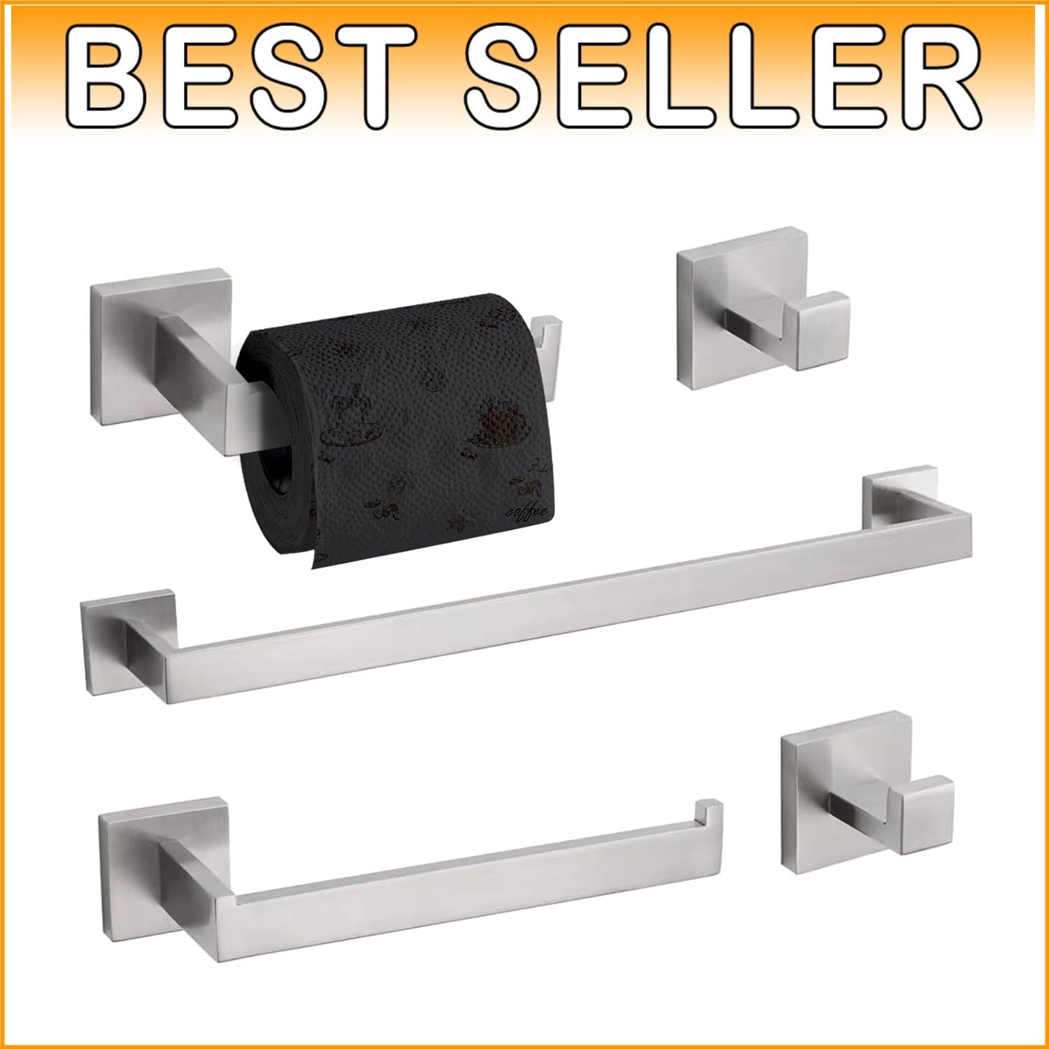 5-Piece Brushed Nickel Bathroom Hardware Set - Modern Stainless Steel Elegance