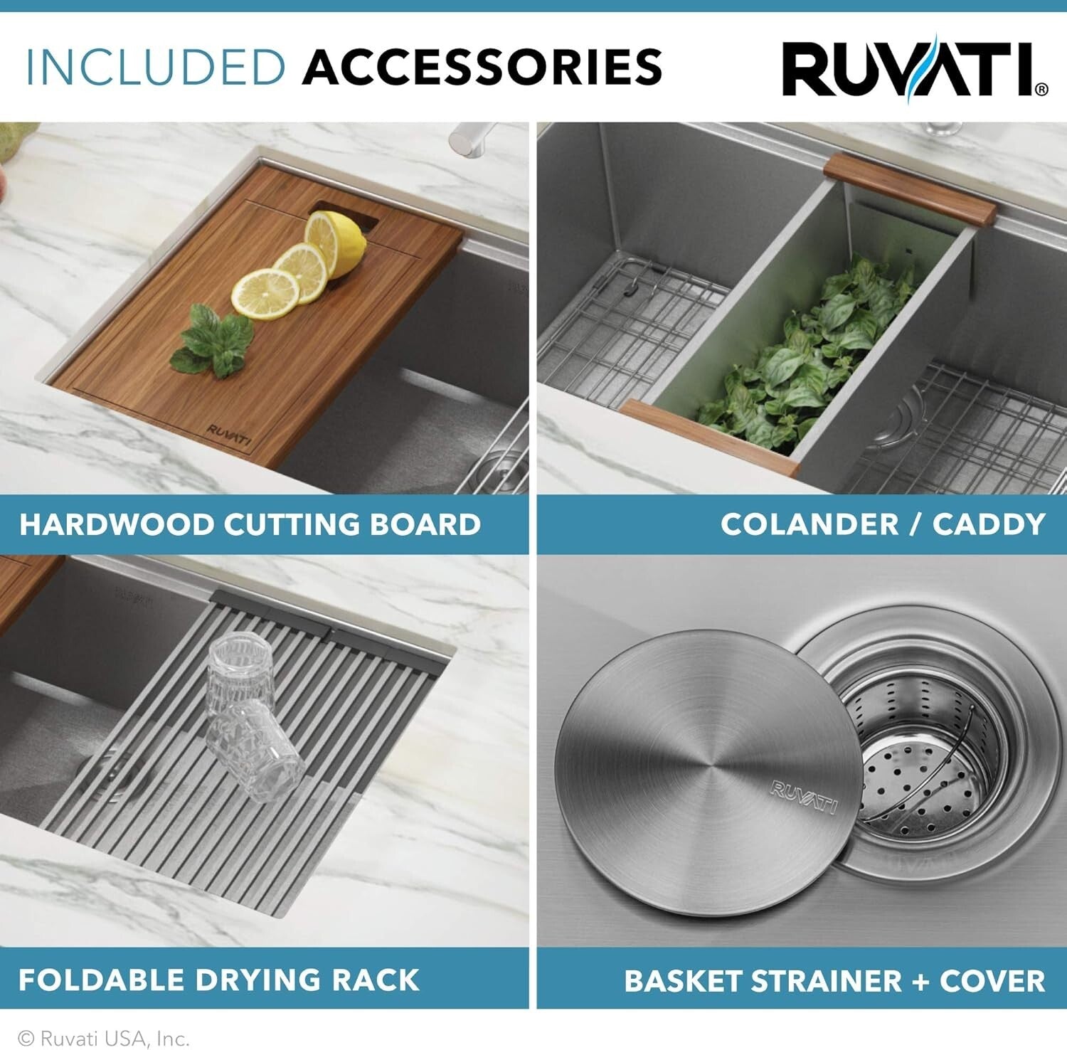 32-Inch Workstation Undermount Stainless Steel Kitchen Sink with Cutting Board