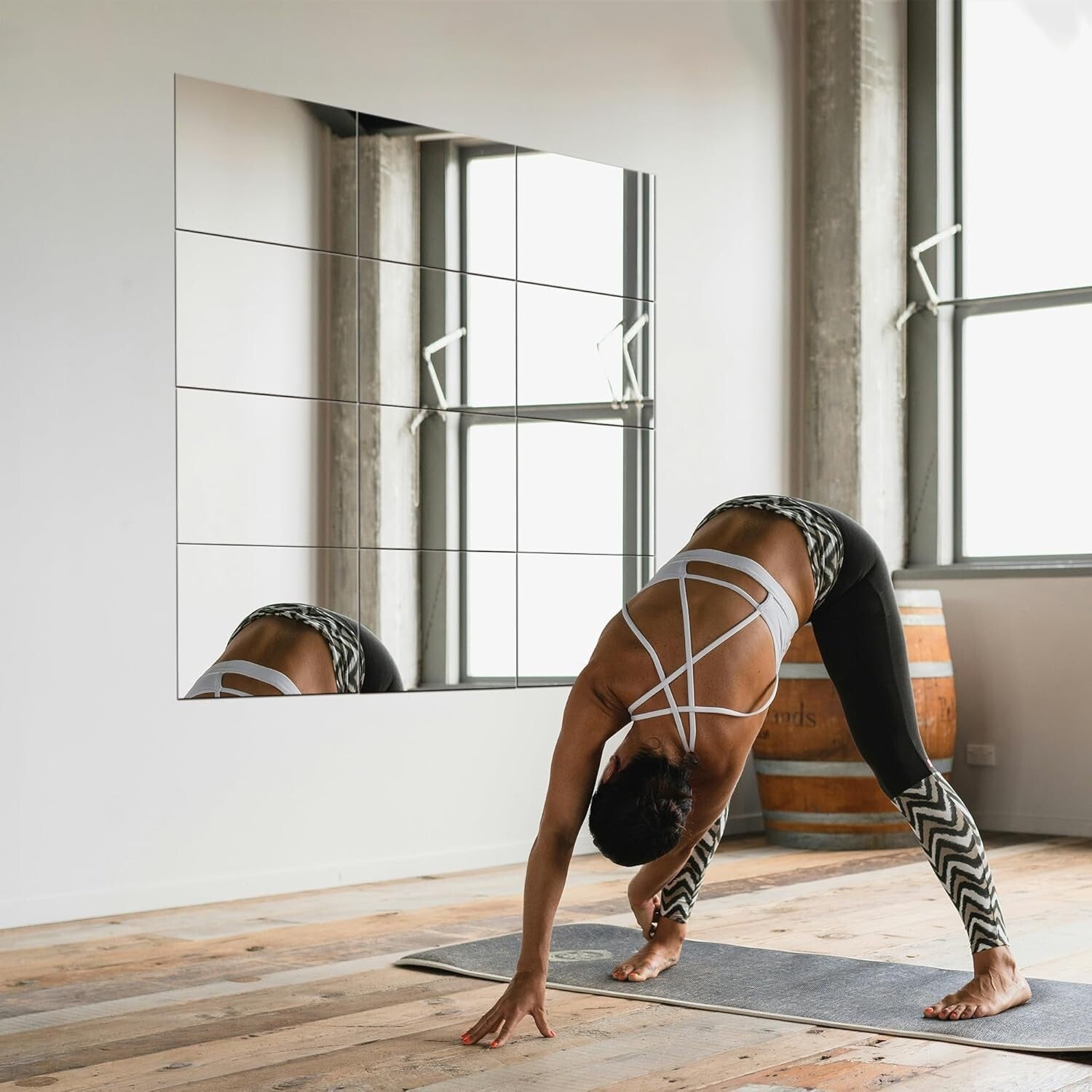 Versatile Square Mirror Tiles - 12PCS 16''x12'' for Gym, Bathroom & More