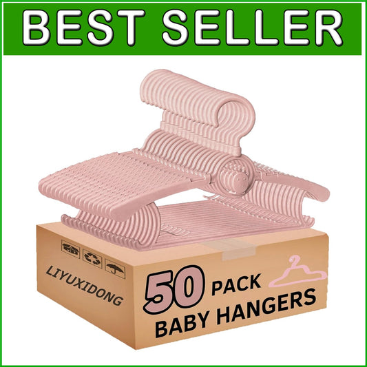 50 Adjustable Toddler Hangers with 360° Hook - Non-Slip Baby Clothes Solution