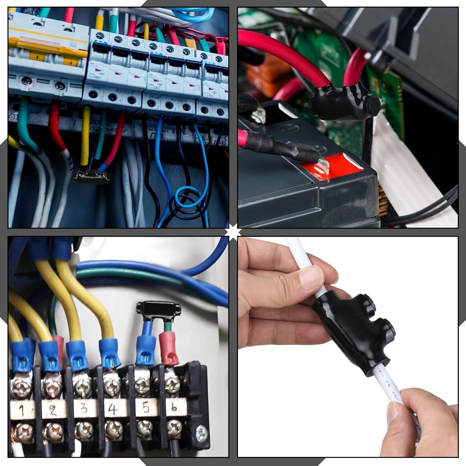 Durable Black Splice Connectors with Oxide Inhibitor - 5 Pack for 2/0-6 Wires