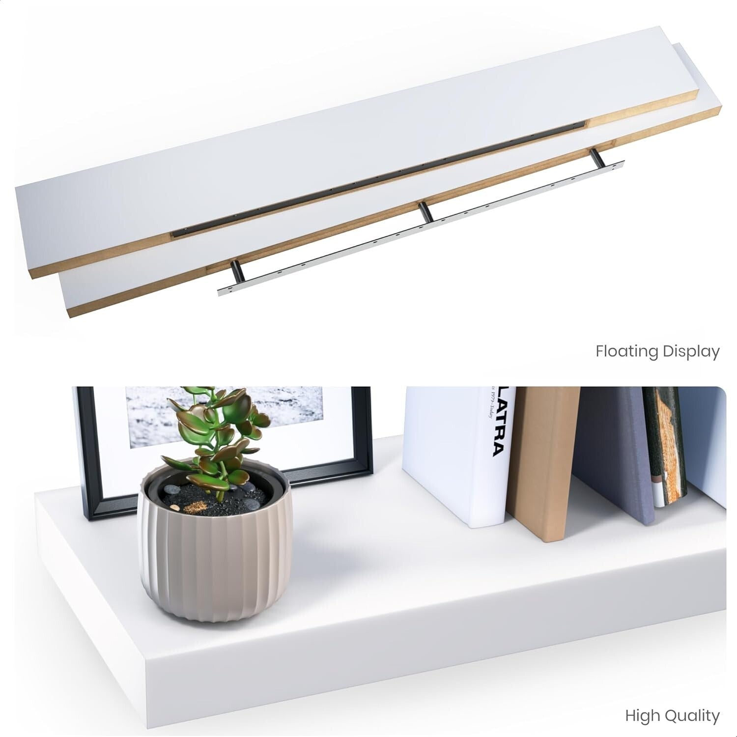 Versatile 60" Wall-Mounted Floating Shelves Set of 2 - Invisible Support Design