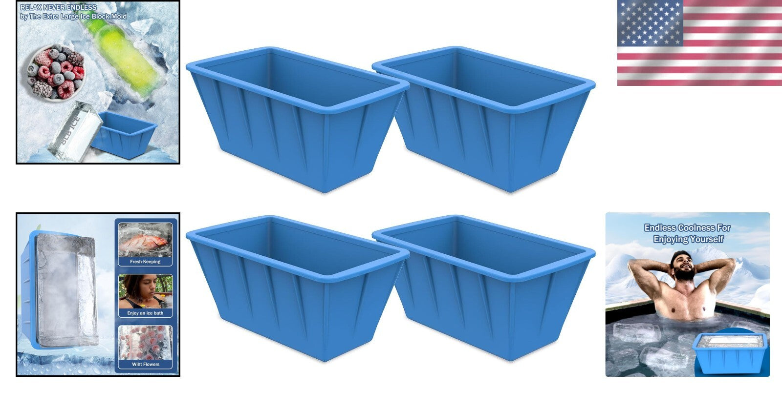 Extra Large Silicone Ice Cube Molds 4-Pack - 8LB for Cold Plunge Bliss