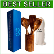 Load image into Gallery viewer, Durable Eco-Friendly Teak Cooking Utensils Set with Canvas Holder for Gifts