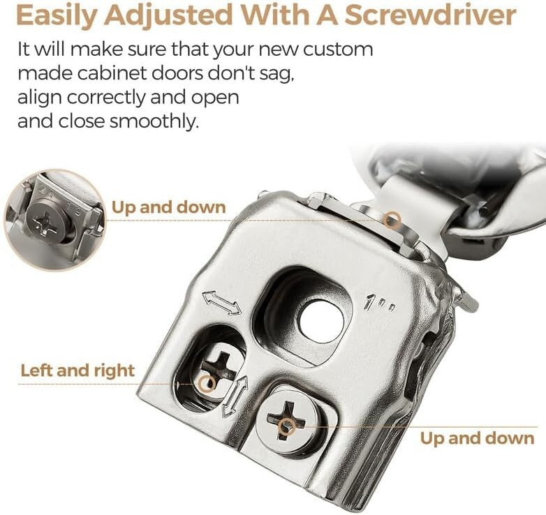 50 Pack Soft Close Hinges | 1 Inch Overlay Satin Nickel for Kitchen Cabinets