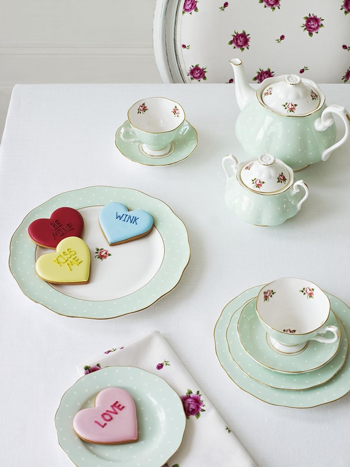 Polka Rose Afternoon Tea Set - Dishwasher Safe Bone China with Presentation Box