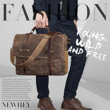 Load image into Gallery viewer, Large Capacity Messenger Bag with 9 Pockets - Waterproof Leather Laptop Carrier