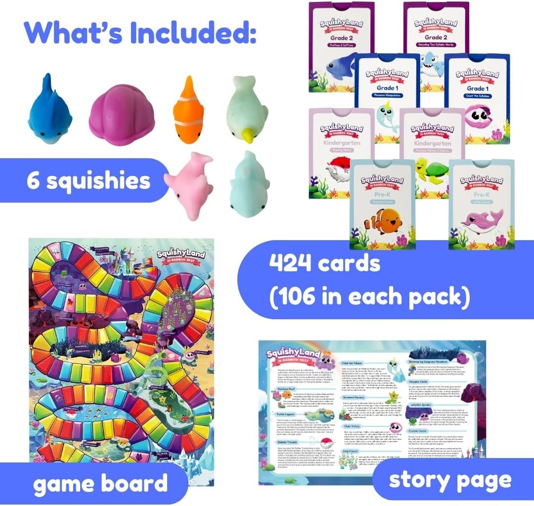 Rainbow Reef Educational Phonics Game with Mochi Squishy Toys - Fun for Kids!