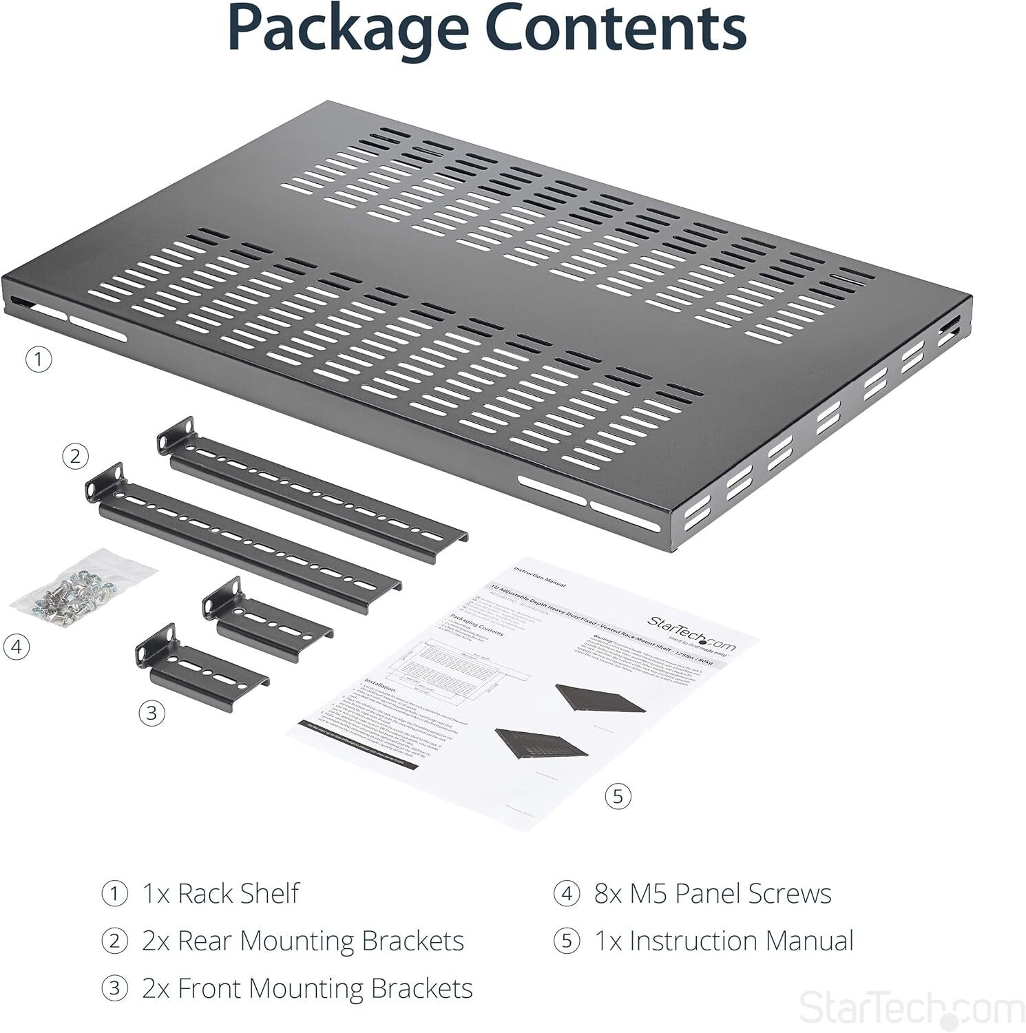Universal 19” Rack Mount Shelf with Adjustable Depth - Durable 330lbs Support