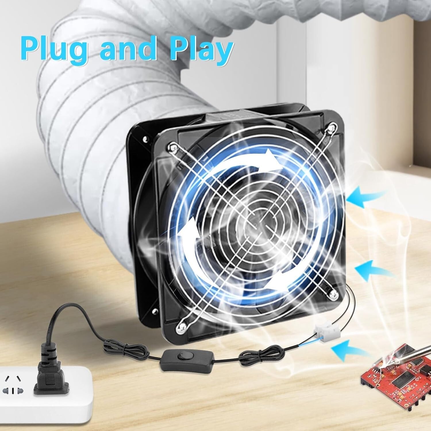 200mm Muffin Fan - High Airflow, Quiet Operation for Indoor Cooling