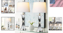 Load image into Gallery viewer, Elegant 3-Way Dimmable Touch Glass Lamps Set of 2 with USB Ports - Dark Grey