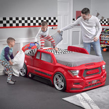 Load image into Gallery viewer, Vibrant Red Twin Car Bed with Working Headlights - Ideal for Creative Toddlers