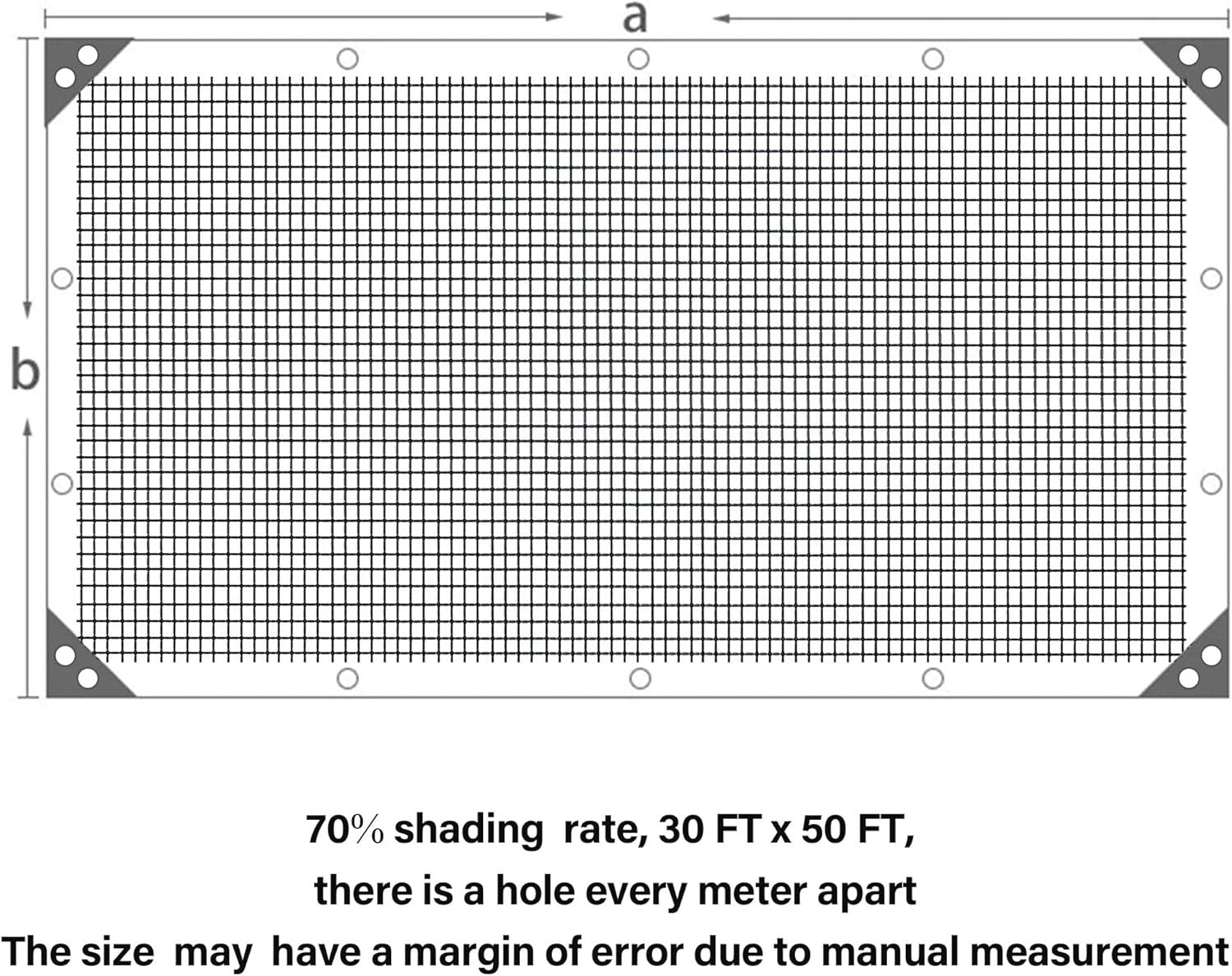 Heavy-Duty Black Shade Cloth 30x50 FT with Reinforced Grommets - Outdoor Comfort