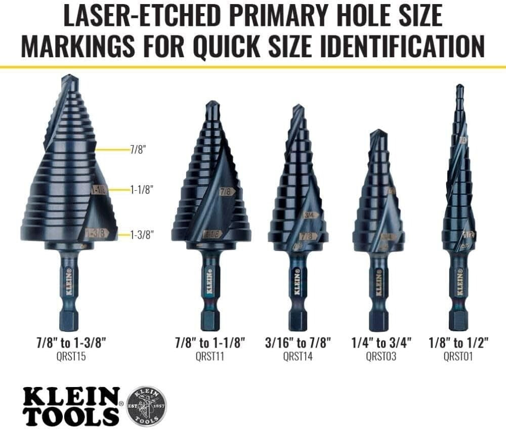 Professional Step Drill Bit with Laser Markings for Easy Size Identification