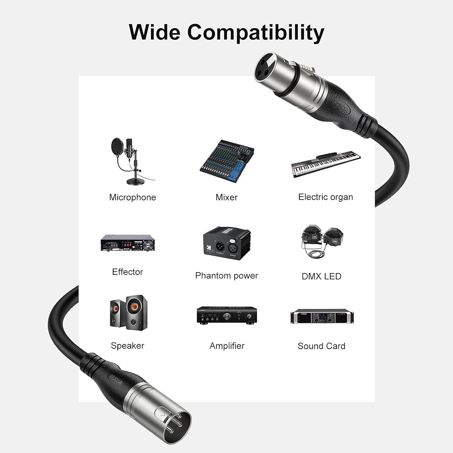 4-Pack 15ft Balanced XLR Audio Cables - Reliable Microphone & Speaker Connectors