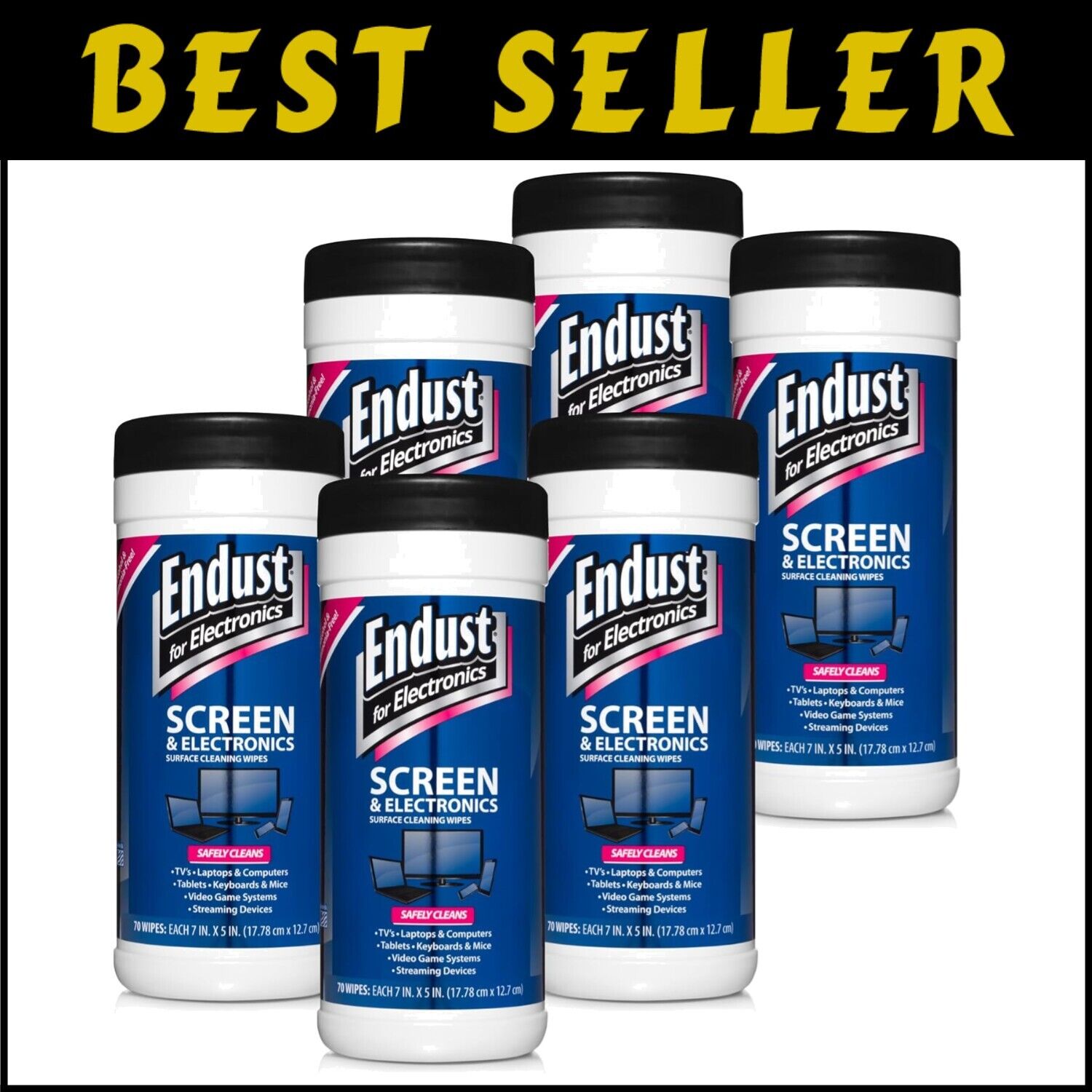 70 Count Screen & Surface Cleaning Wipes, Non-Toxic, Ideal for Electronics