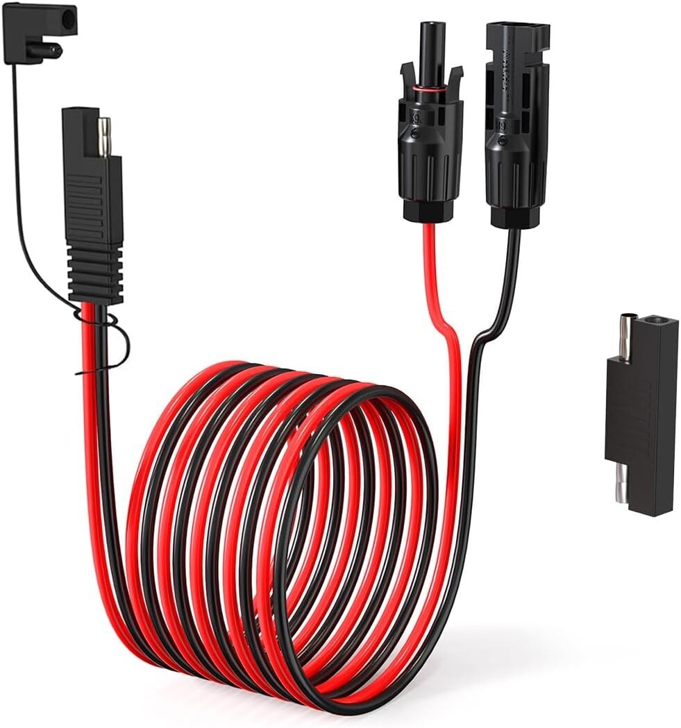 Weatherproof 10AWG Solar Panel Extension Cable with Quick Connect SAE Adapter