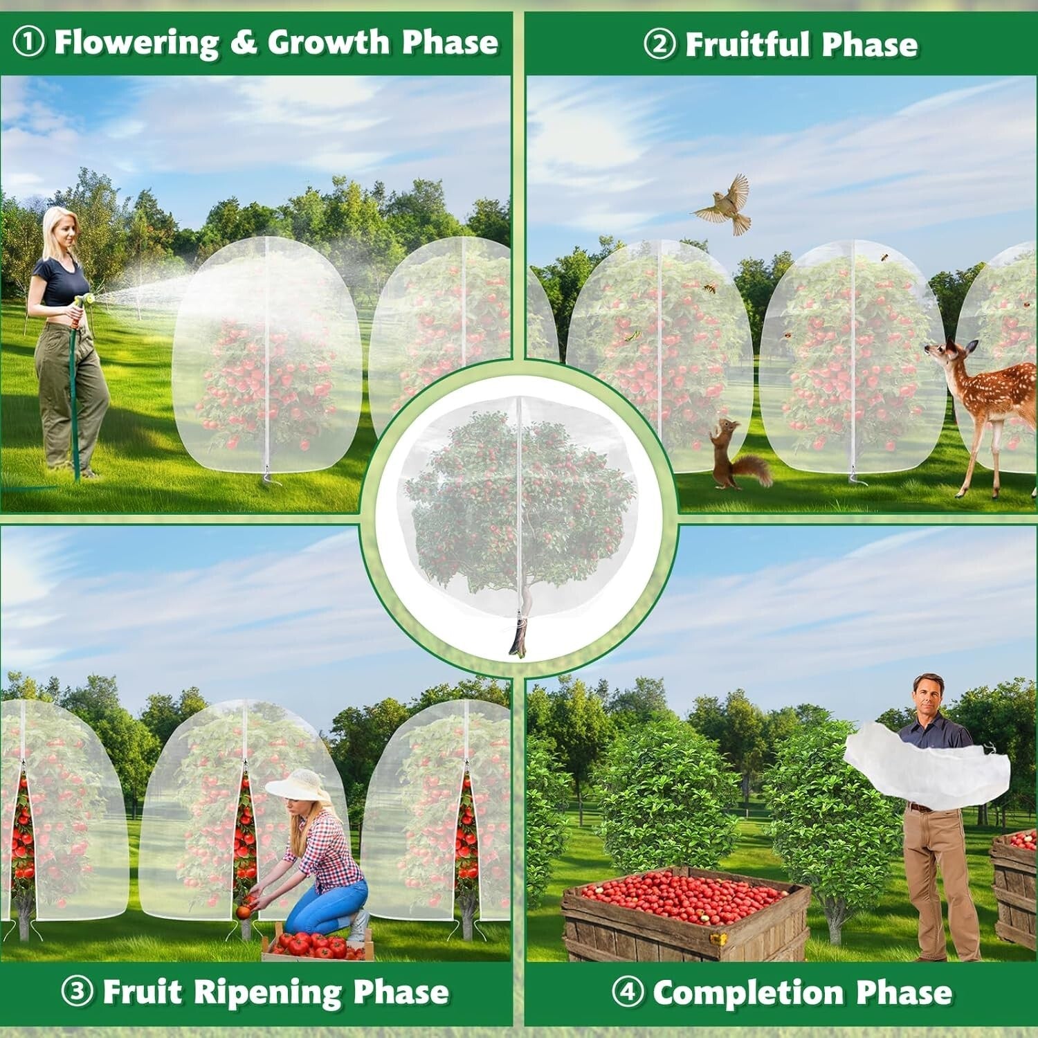 Versatile 4PCS 4.6x5.9 FT Plant Netting with Drawstring – Ideal for Garden Use