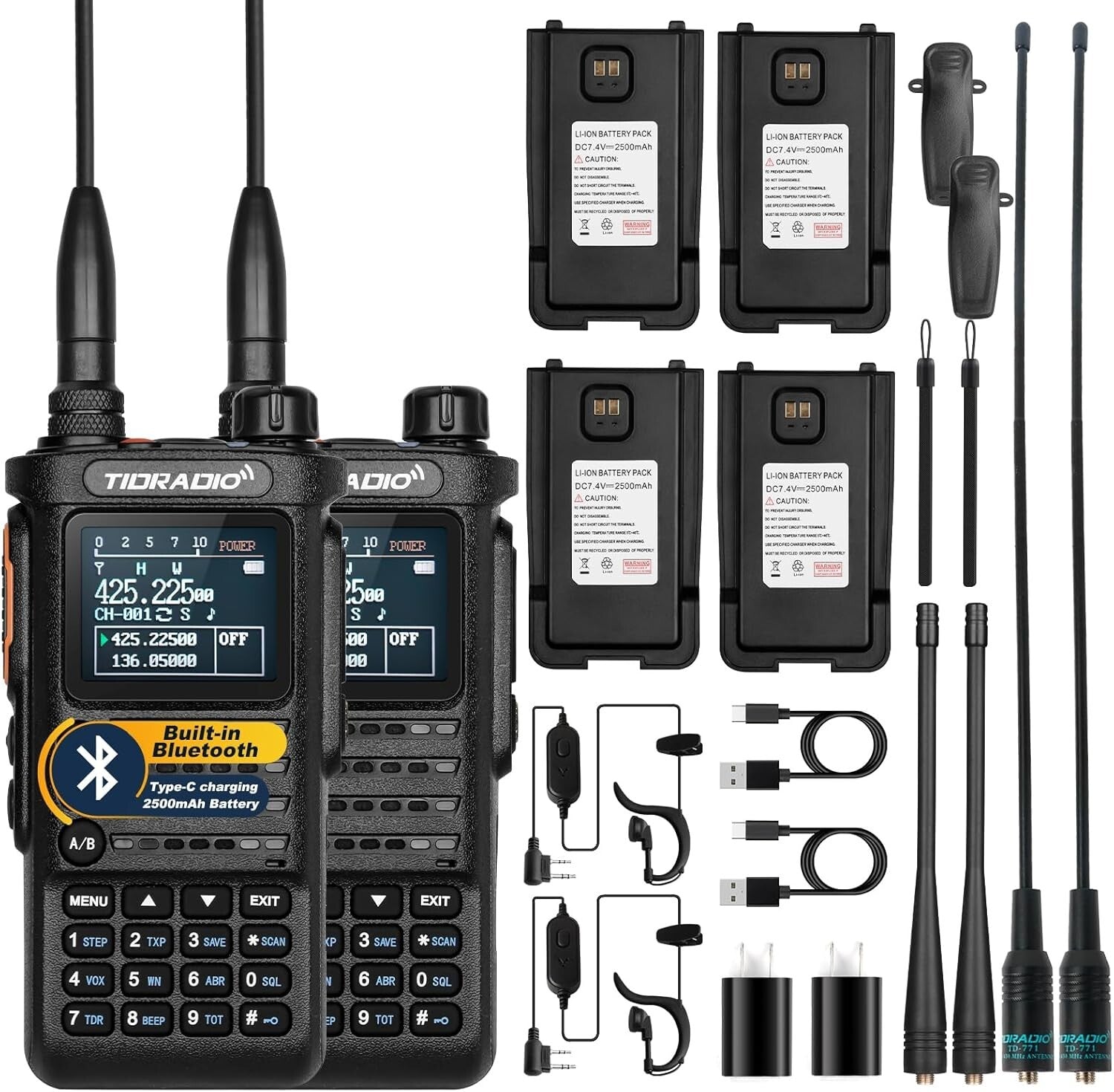Enhanced 2nd Gen H8 GMRS Radio - Long-Range, Bluetooth, 2500mAh, 2 Pack Kit