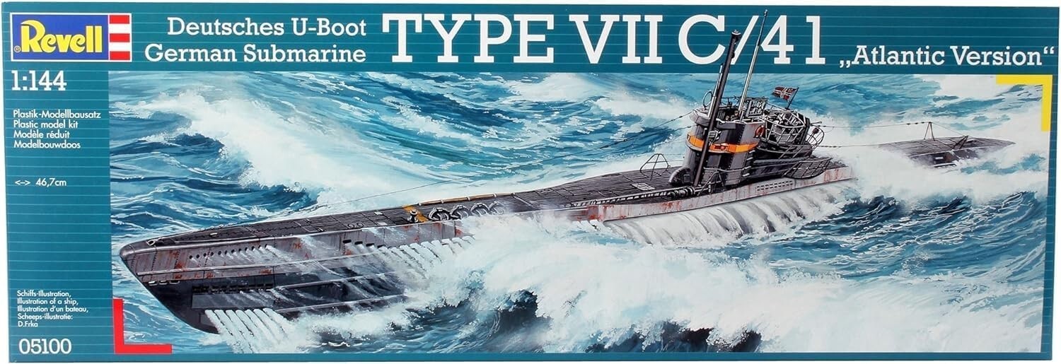Classic U-Boat Typ VIIC/41 Model Kit with 3 Boat Decals & Display Stand