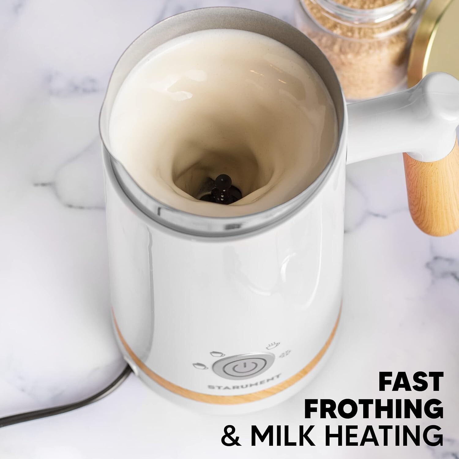 Electric Milk Frother with 4 Settings for Perfect Cappuccinos and Lattes