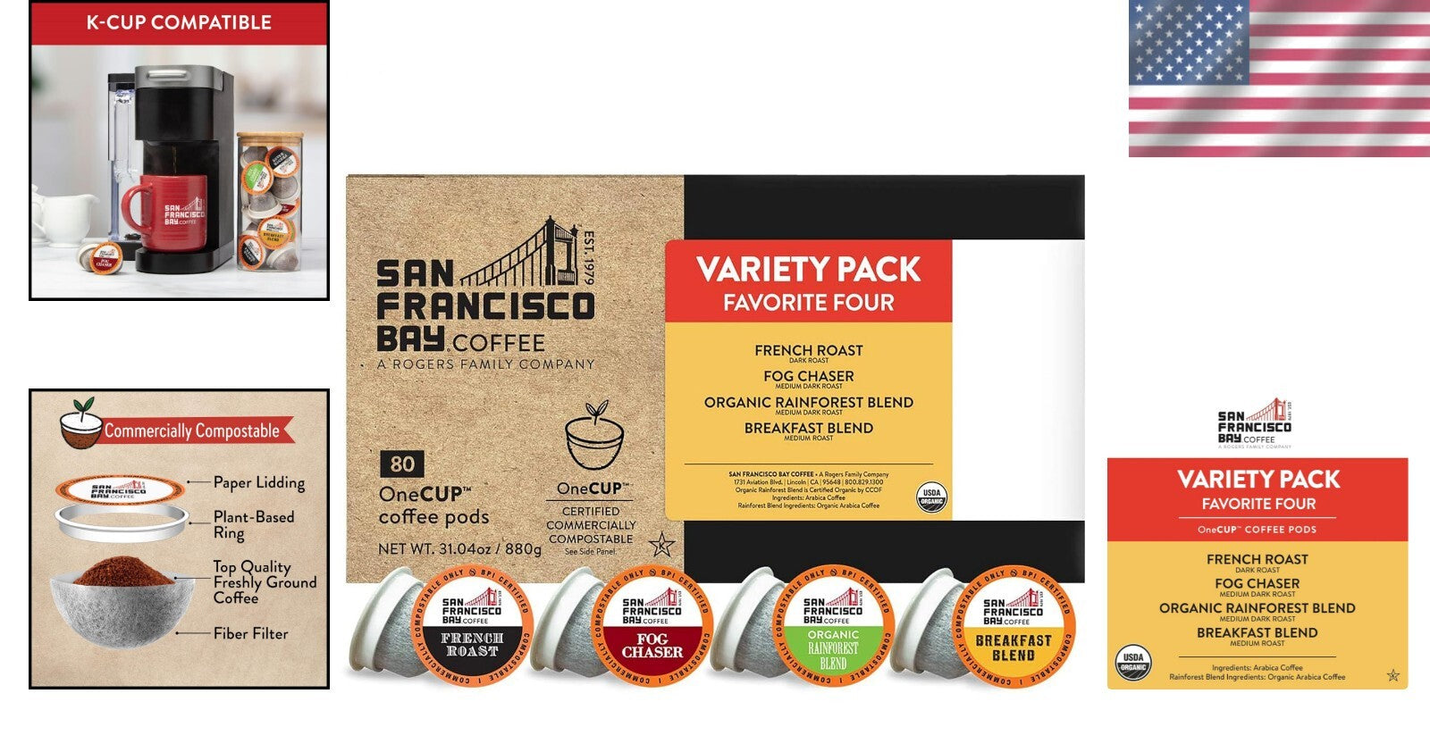 Eco-Friendly 80 Ct Compostable Coffee Pods - Original Flavor Variety Pack