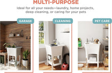 Load image into Gallery viewer, 24" D x 24" W Deep Utility Sink with Pull-Out Faucet &amp; Integrated Scrub Board
