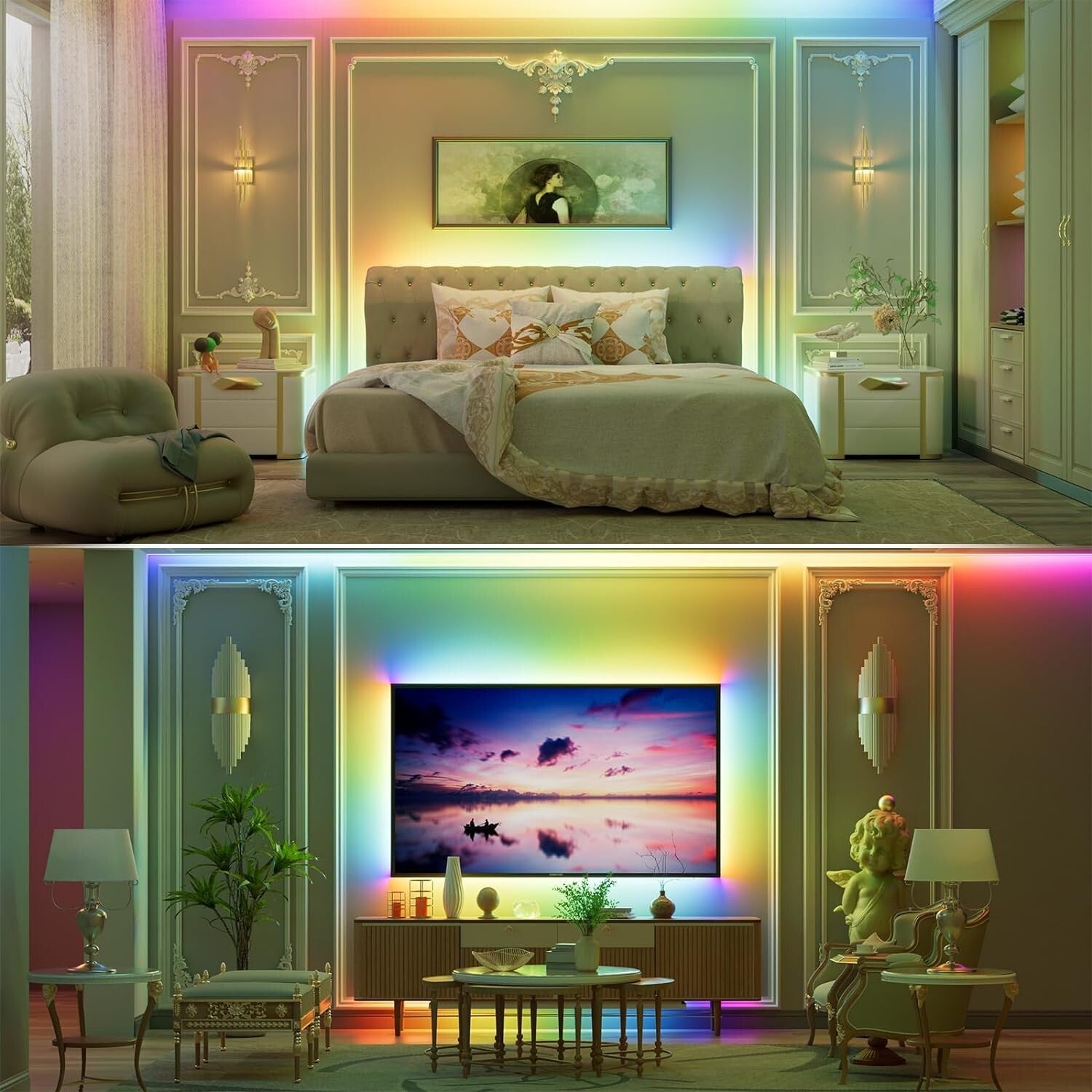 Flexible 16.4ft RGB Smart LED Strip; Music Sync & Timer Functions Included