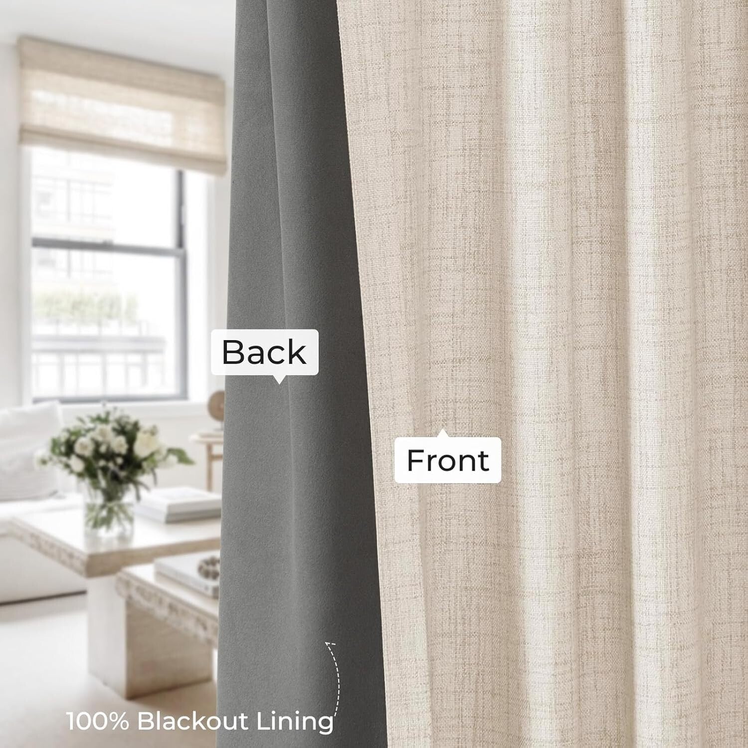 Elegant 100% Blackout Thermal Curtains for Bedroom & Living Room - Buttercream
