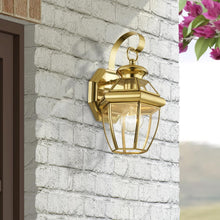 Load image into Gallery viewer, Handcrafted Solid Brass Wall Sconce with Clear Glass Shade for Outdoor Elegance