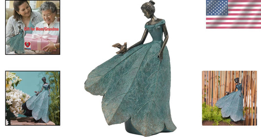 Artistic Leaf Angel Girl Statue - Resin Fairy Garden Decor for Indoor/Outdoor