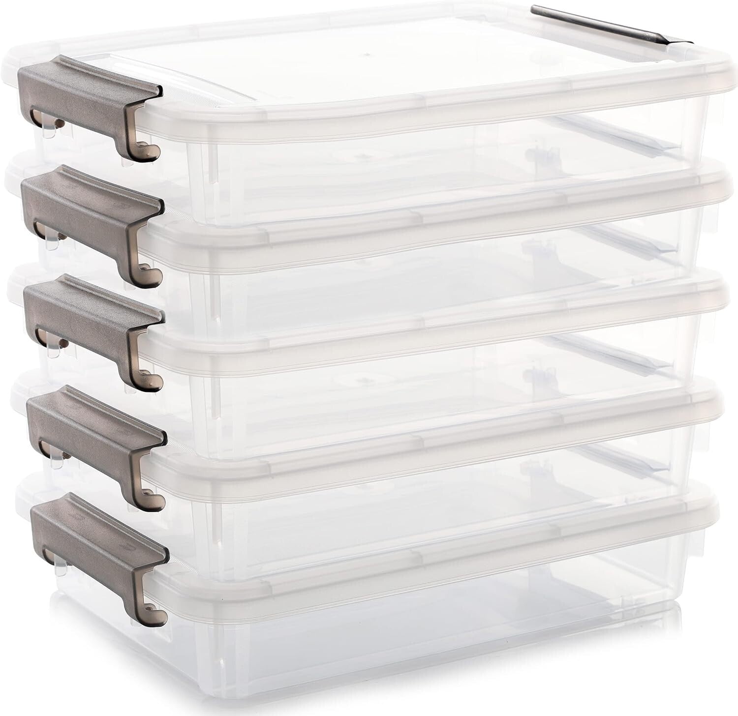Citylife 5-Pack Stackable Clear Storage Bins with Lockable Lids for Documents