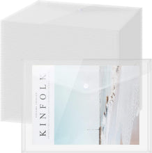 Load image into Gallery viewer, 100 Pcs Clear A4 Plastic Envelopes with Snap Button Closure for Document Safety