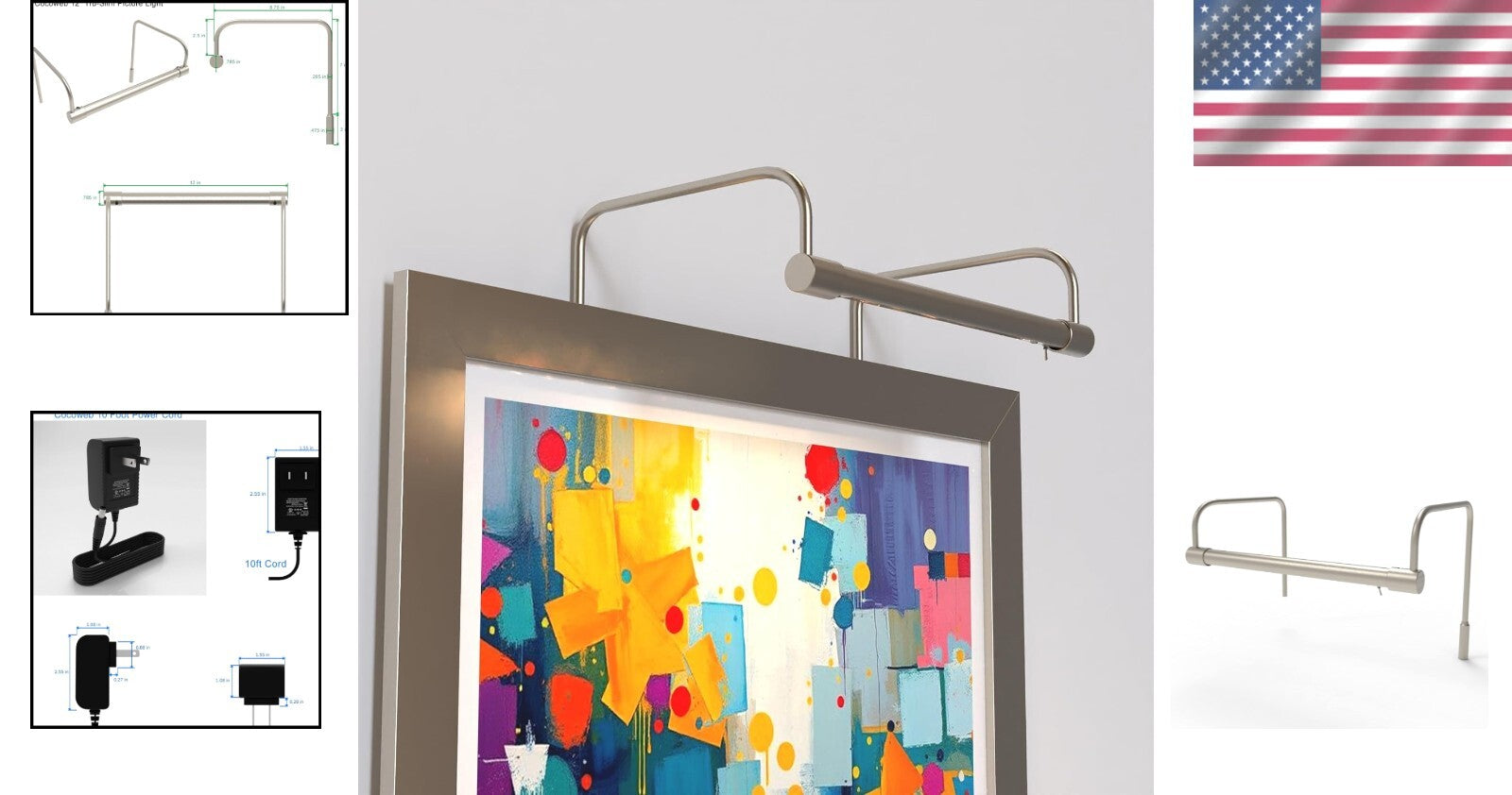 12-Inch Slimline Picture Light with Toggle Switch - Warm White LED Illumination