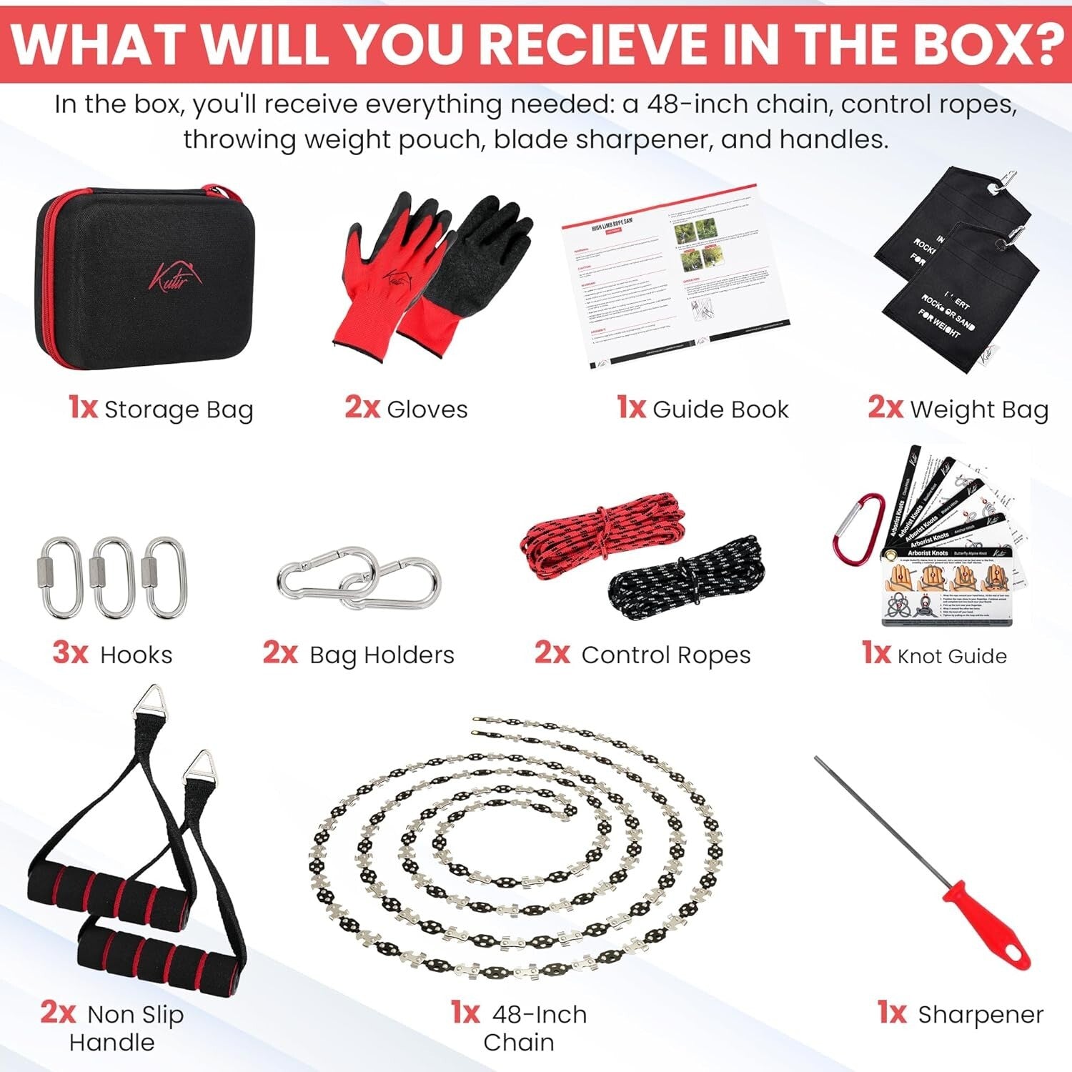 48” High Reach Tree Limb Hand Saw with Ropes & Pouch - Effortless Branch Cutting