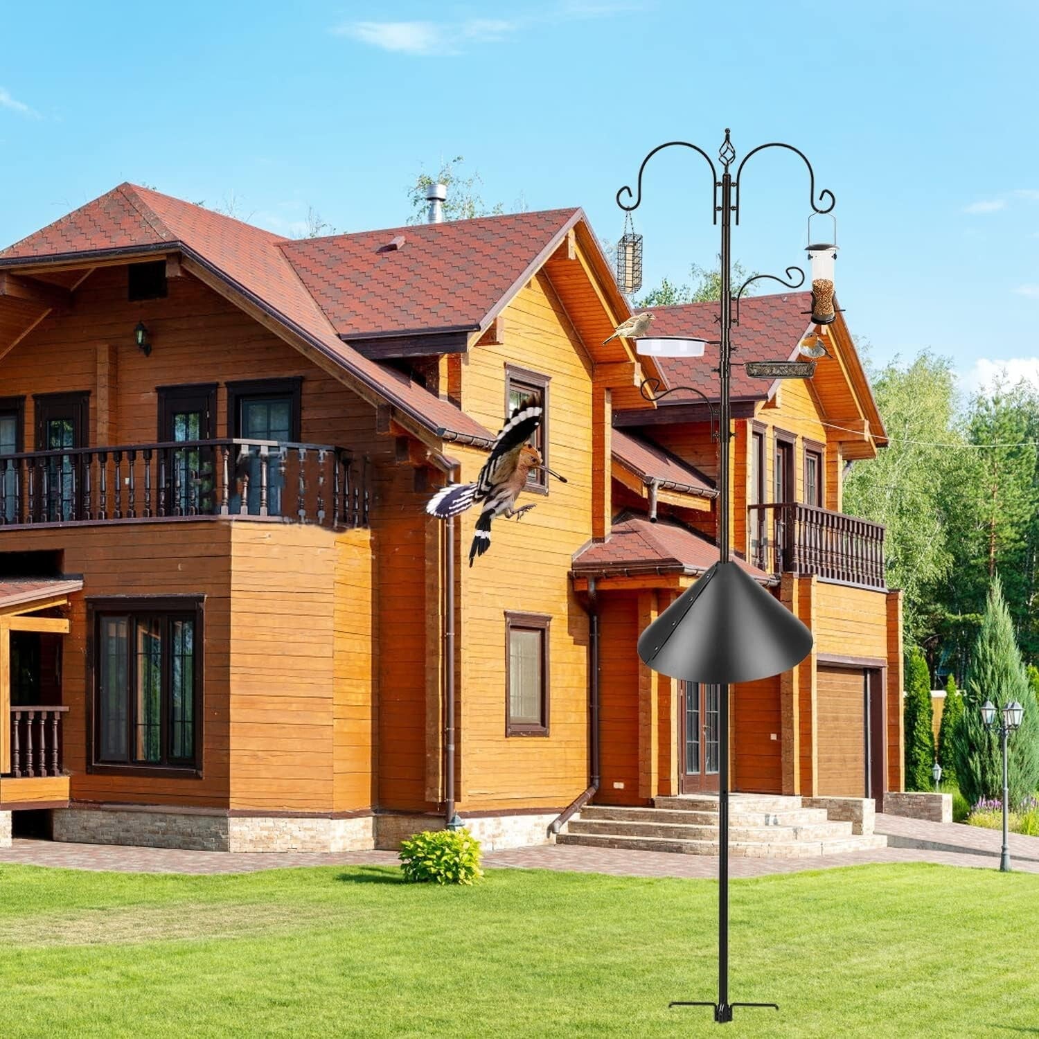 Multi-Functional 91-Inch Bird Feeder Station Kit with Adjustable Hooks & Trays