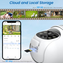 Load image into Gallery viewer, 4-Pack 2K Solar Outdoor Security Cameras with 360° PTZ &amp; Color Night Vision