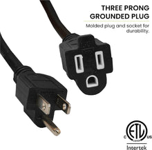 Load image into Gallery viewer, Moisture Resistant 100ft Black Extension Cord - 13A, 125V for Outdoor Tools