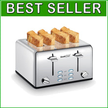 Load image into Gallery viewer, Automatic 4-Slice Stainless Steel Toaster with Removable Tray &amp; Bagel Function
