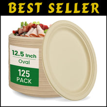 Load image into Gallery viewer, Durable 12.5-Inch Compostable Plates - 125-Count Bagasse for Celebrations